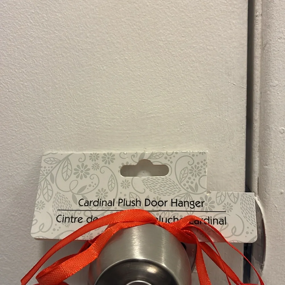 NWT- Cardinal Plush Door Hanger with Poinsetta